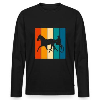 Trotter trotting races in retro or vintage style - Men's Premium Organic Long Sleeve Shirt - black - Front - Nico (187cm)