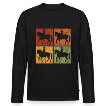 Dressur Dressurreiten Dressurreiter Reiten Pferd - Männer Premium Bio Langarmshirt - Schwarz - Vorne - Nico (187cm)