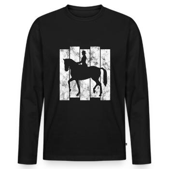 Dressage Cavalier de dressage Cheval d’équitation - T-shirt manches longues Premium bio Homme - noir - Devant - Nico (187cm)
