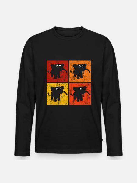 Elefanten Elefant für Kinder - Männer Premium Bio Langarmshirt - Schwarz