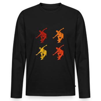 Skateboarder Skateboard Skater Skate Skateing - Men's Premium Organic Long Sleeve Shirt - black - Front - Nico (187cm)