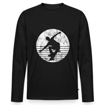 Skateboarder Skateboard Skater Skate Skateing - Men's Premium Organic Long Sleeve Shirt - black - Front - Nico (187cm)