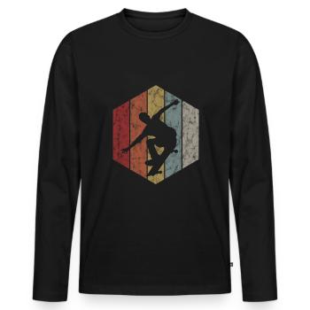 Skateboarder Skateboard Skater Skate Skateing - Men's Premium Organic Long Sleeve Shirt - black - Front - Nico (187cm)