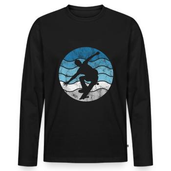 Skateboarder Skateboard Skater Skate Skateing - Men's Premium Organic Long Sleeve Shirt - black - Front - Nico (187cm)