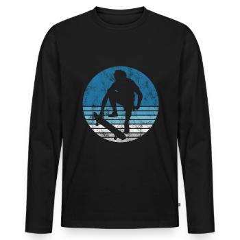 Skateboarder Skateboard Skater Skate Skateing - T-shirt manches longues Premium bio Homme - noir - Devant - Nico (187cm)