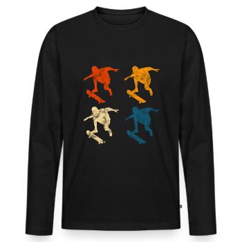 Skateboarder Skateboard Skater Skate Skateing - T-shirt manches longues Premium bio Homme - noir - Devant - Nico (187cm)
