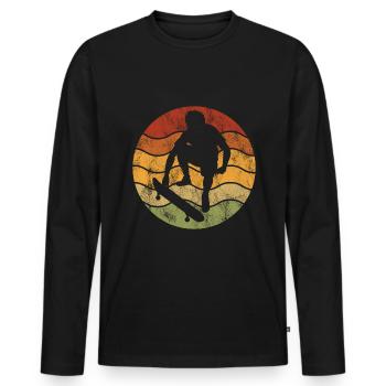Skateboarder Skateboard Skater Skate Skateing - T-shirt manches longues Premium bio Homme - noir - Devant - Nico (187cm)