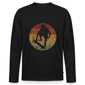 Skateboarder Skateboard Skater Skate Skateing - T-shirt manches longues Premium bio Homme - noir - Devant - Nico (187cm)