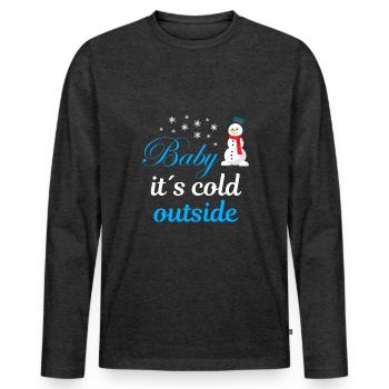 Baby its cold outside - Männer Premium Bio Langarmshirt - Anthrazit meliert - Vorne - Nico (187cm)