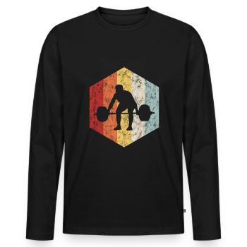 Musculation Bodybuilder GYM Fitnessstudio Retro - T-shirt manches longues Premium bio Homme - noir - Devant - Nico (187cm)