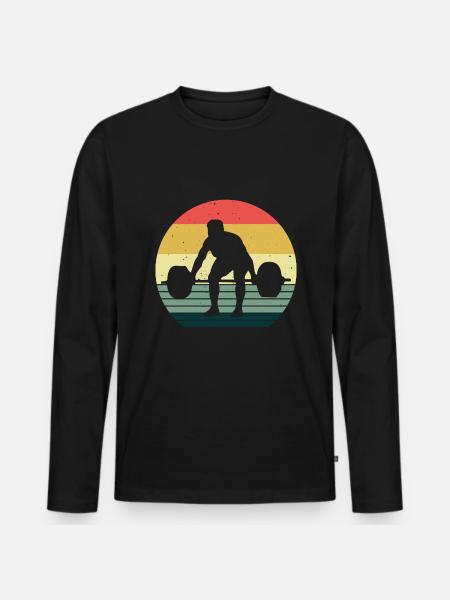 Musculation Bodybuilder GYM Fitnessstudio Retro - T-shirt manches longues Premium bio Homme - noir