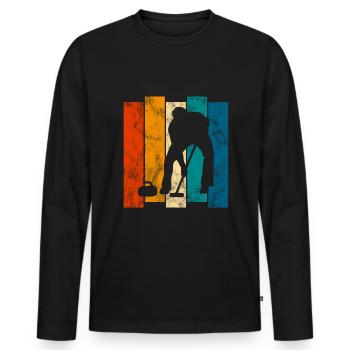 Curling sur glace Curling Retro Cadeau - T-shirt manches longues Premium bio Homme - noir - Devant - Nico (187cm)