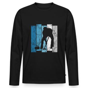 Ice Curling Curler Ice Stock Shooting Retro Gift - T-shirt manches longues Premium bio Homme - noir - Devant - Nico (187cm)