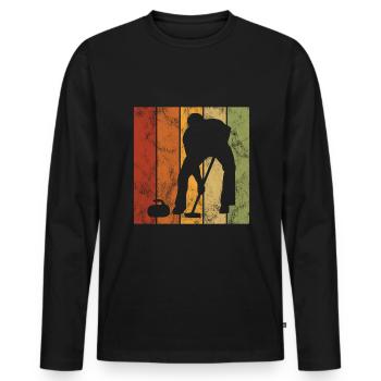 Eis Curling Curler Eisstockschießen Retro Geschenk - Männer Premium Bio Langarmshirt - Schwarz - Vorne - Nico (187cm)