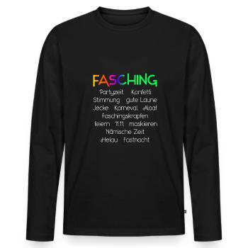 Faschingszeit - Partyzeit - Männer Premium Bio Langarmshirt - Schwarz - Vorne - Nico (187cm)