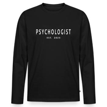 Psychologue Est. 2023 Diplôme Psychologie Cadeau - T-shirt manches longues Premium bio Homme - noir - Devant - Nico (187cm)