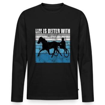 Life is better with Harness Racing Trotting Trot - Men's Premium Organic Long Sleeve Shirt - black - Front - Nico (187cm)
