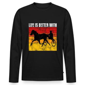 Life is better with Harness Racing Trotting Trot - Men's Premium Organic Long Sleeve Shirt - black - Front - Nico (187cm)