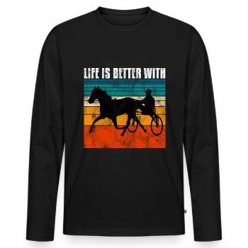 La vie est meilleure avec Harness Racing Trotting Trot - T-shirt manches longues Premium bio Homme - noir - Devant - Nico (187cm)