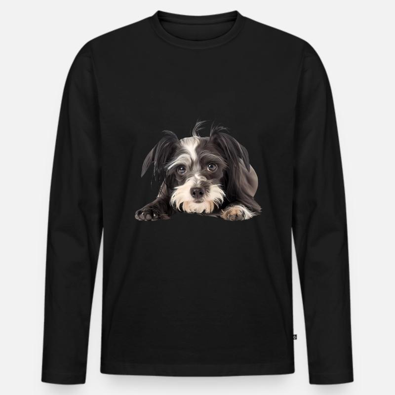 Chinese Crested - Männer Premium Bio Langarmshirt - Schwarz