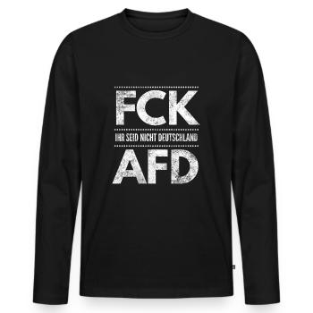 Gegen Rechts Motiv - Männer Premium Bio Langarmshirt - Schwarz - Vorne - Nico (187cm)