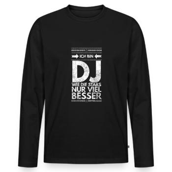 DJ Deejay Musik Techno Music Turntable Geschenk - Männer Premium Bio Langarmshirt - Schwarz - Vorne - Nico (187cm)