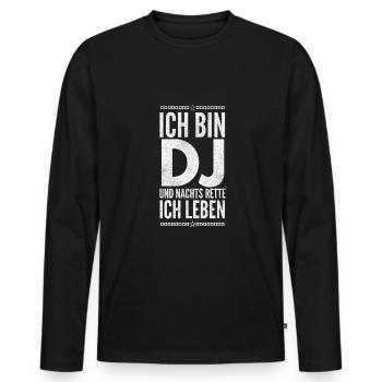 DJ Deejay Musik Techno Music Turntable Geschenk - Männer Premium Bio Langarmshirt - Schwarz - Vorne - Nico (187cm)