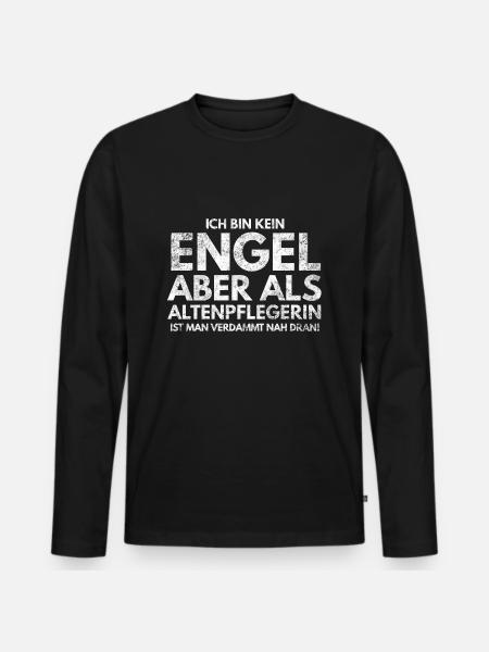 Altenpflegerin Engel Plegekraft Geschenk - Männer Premium Bio Langarmshirt - Schwarz