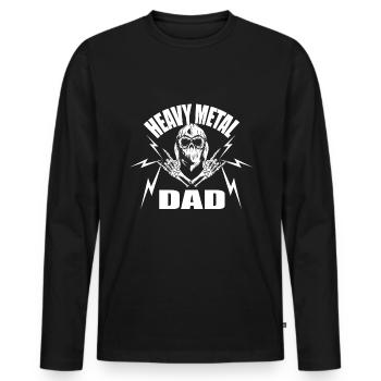 Idée cadeau musique heavy metal papa - T-shirt manches longues Premium bio Homme - noir - Devant - Nico (187cm)