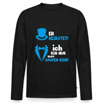 Team Bräutigam Polterabend Hochzeit JGA - Männer Premium Bio Langarmshirt - Schwarz - Vorne - Nico (187cm)
