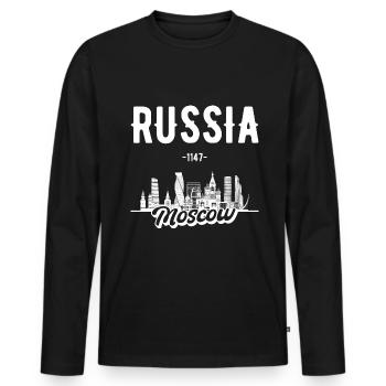 Moscou Russie Cadeau de Noël - T-shirt manches longues Premium bio Homme - noir - Devant - Nico (187cm)