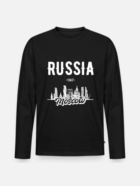 Moscou Russie Cadeau de Noël - T-shirt manches longues Premium bio Homme - noir