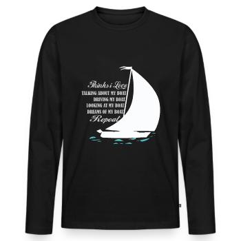 Bateau Bateau Permis Capitaine Voilier Cadeau - T-shirt manches longues Premium bio Homme - noir - Devant - Nico (187cm)