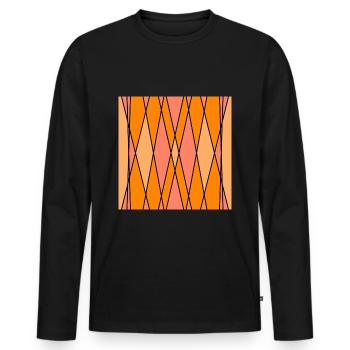Pêche, rose et orange, abricot - T-shirt manches longues Premium bio Homme - noir - Devant - Nico (187cm)