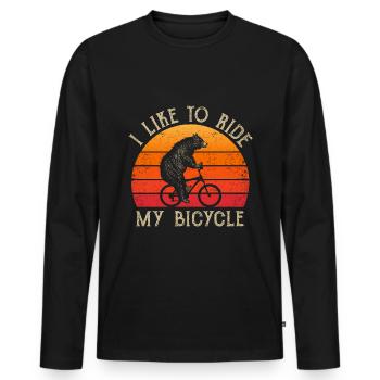 Chemise de vélo drôle ours vintage rétro - T-shirt manches longues Premium bio Homme - noir - Devant - Nico (187cm)