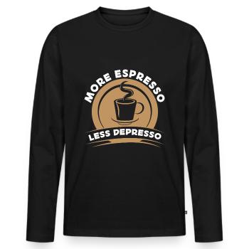 Kaffee, Coffee, Cappuccino, Espresso, Geschenkidee - Männer Premium Bio Langarmshirt - Schwarz - Vorne - Nico (187cm)