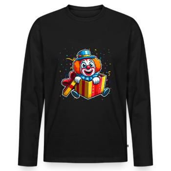Clown, Carnival, Carnival, Carnival Costume, Parade, Celebration, Jester, - Men's Premium Organic Long Sleeve Shirt - black - Front - Nico (187cm)