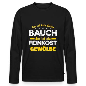 Dicker Bauch, Feinkostgewölbe, Feinschmecker, Fun - Männer Premium Bio Langarmshirt - Schwarz - Vorne - Nico (187cm)