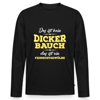 Dicker Bauch, Feinkostgewölbe, Feinschmecker, Fun - Männer Premium Bio Langarmshirt - Schwarz - Vorne - Nico (187cm)