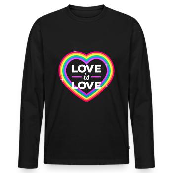 Love is equal. Liebe kennt kein Geschlecht. Spruch - Männer Premium Bio Langarmshirt - Schwarz - Vorne - Nico (187cm)