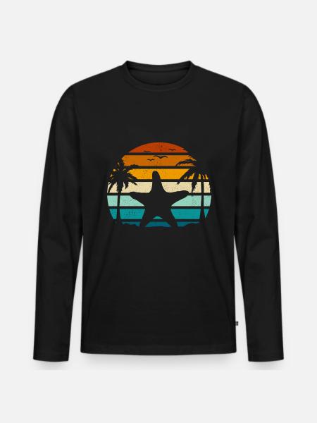 Seestern - Männer Premium Bio Langarmshirt - Schwarz