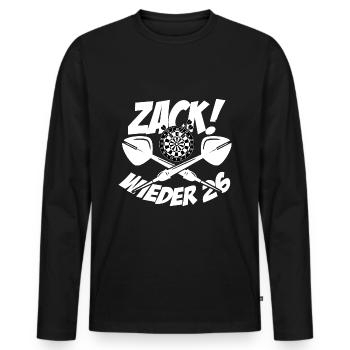 Zack wieder 26, Dartspieler Outfit, Geschenkidee - Männer Premium Bio Langarmshirt - Schwarz - Vorne - Nico (187cm)