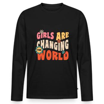 Girls are changing the world Women Girls Power - Men's Premium Organic Long Sleeve Shirt - black - Front - Nico (187cm)