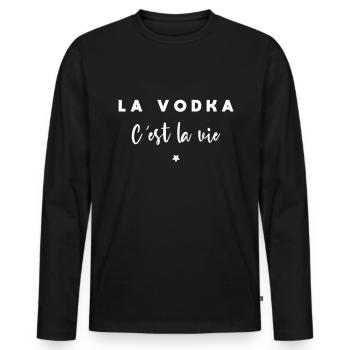 La vodka c'est la vie - T-shirt manches longues Premium bio Homme - noir - Devant - Nico (187cm)