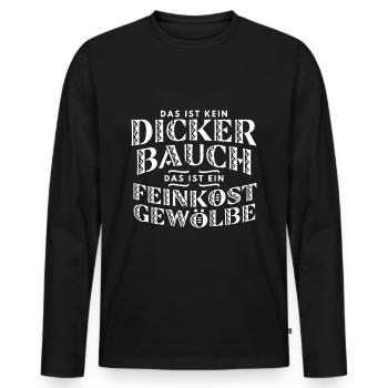 Dicker Bauch, Feinkostgewölbe, Feinschmecker, Fun - Männer Premium Bio Langarmshirt - Schwarz - Vorne - Nico (187cm)