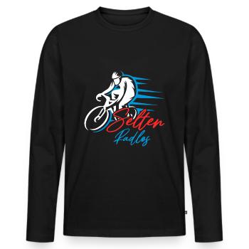 Coole Fahrrad und Mountainbike Geschenke MTB - Männer Premium Bio Langarmshirt - Schwarz - Vorne - Nico (187cm)