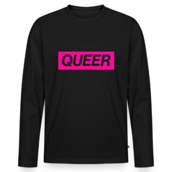 Queer - LGBT Gay Pride CSD Queer - Männer Premium Bio Langarmshirt - Schwarz - Vorne - Nico (187cm)