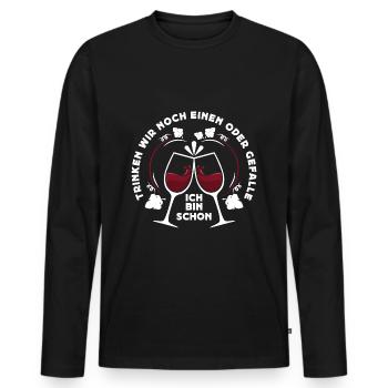 Trinken wir noch einen? Lustiger Spruch Funshirt - Männer Premium Bio Langarmshirt - Schwarz - Vorne - Nico (187cm)
