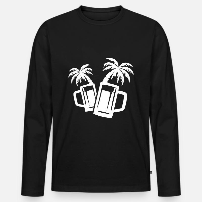 Bier Strand Palmen - Männer Premium Bio Langarmshirt - Schwarz