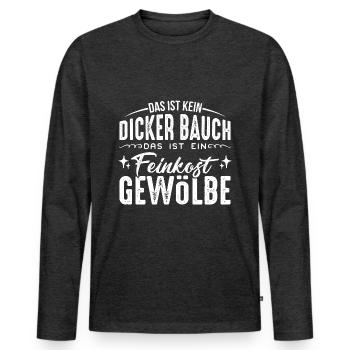 Dicker Bauch, Feinkostgewölbe, Feinschmecker, Fun - Männer Premium Bio Langarmshirt - Anthrazit meliert - Vorne - Nico (187cm)